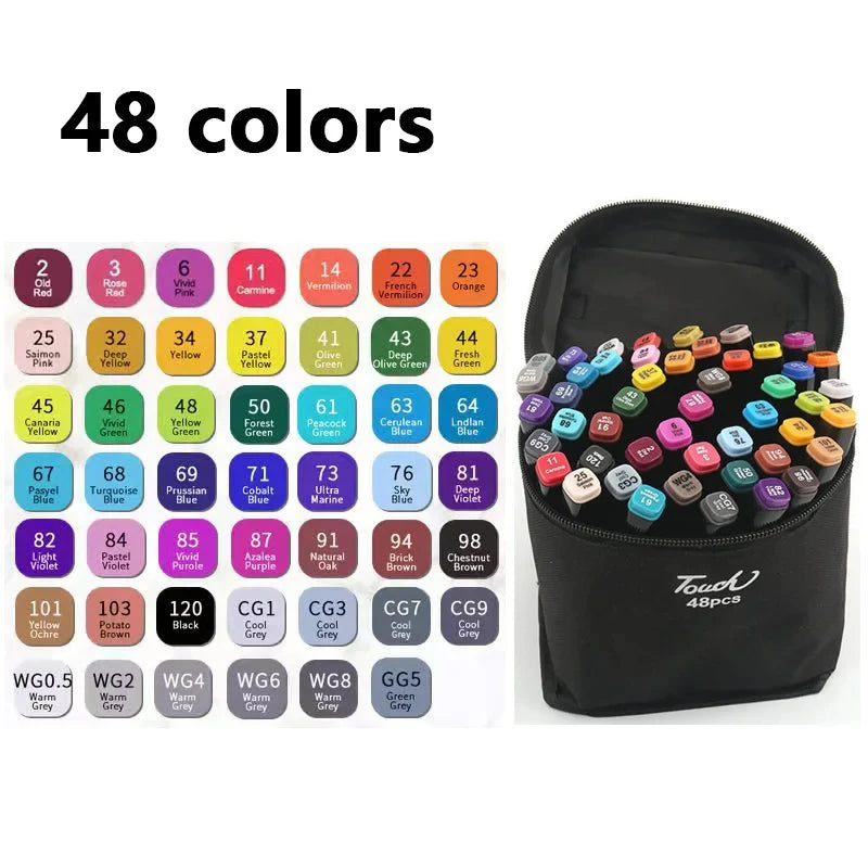Premium Marker Pen Set – 60-Colour Alcohol & Water-Based Art Markers for Drawing, Journals & Crafts