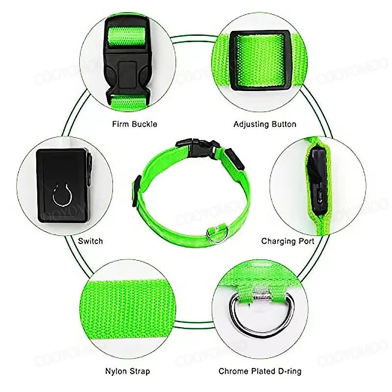 LED Glow Dog Collar – USB Rechargeable Light-Up Safety Collar for Dogs & Puppies (Adjustable & Waterproof)