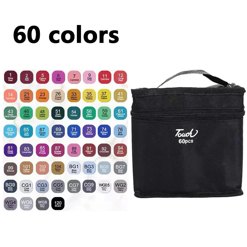 Premium Marker Pen Set – 60-Colour Alcohol & Water-Based Art Markers for Drawing, Journals & Crafts