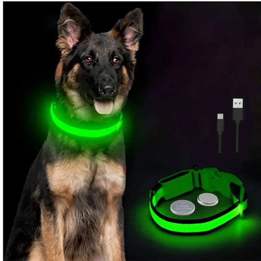 LED Glow Dog Collar – USB Rechargeable Light-Up Safety Collar for Dogs & Puppies (Adjustable & Waterproof)